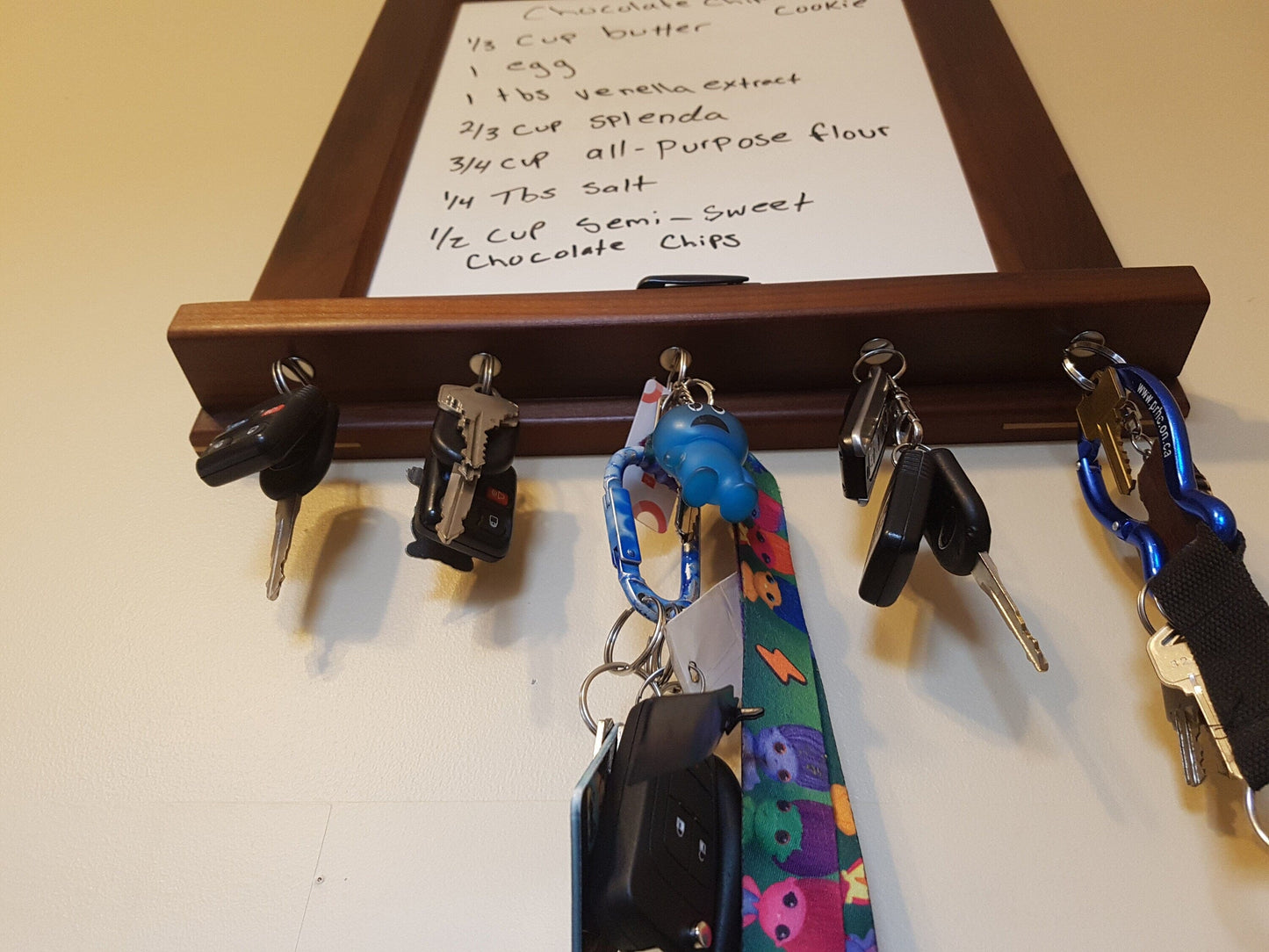 Dry Erase Board and Key Rack, Handcrafted Whiteboard, Home decor, Key Holder, Christmas Gift, Smoked Poplar 8th Line Creations