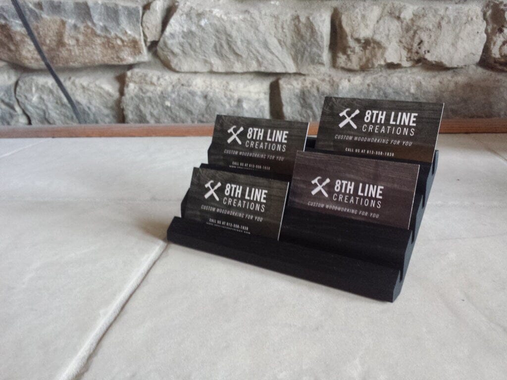 Multiple Business Card Holder , Business Card Stand , Gift Card Holder , Office Decor , business card displays , 4 tier , 8 Card , Black 8th Line Creations