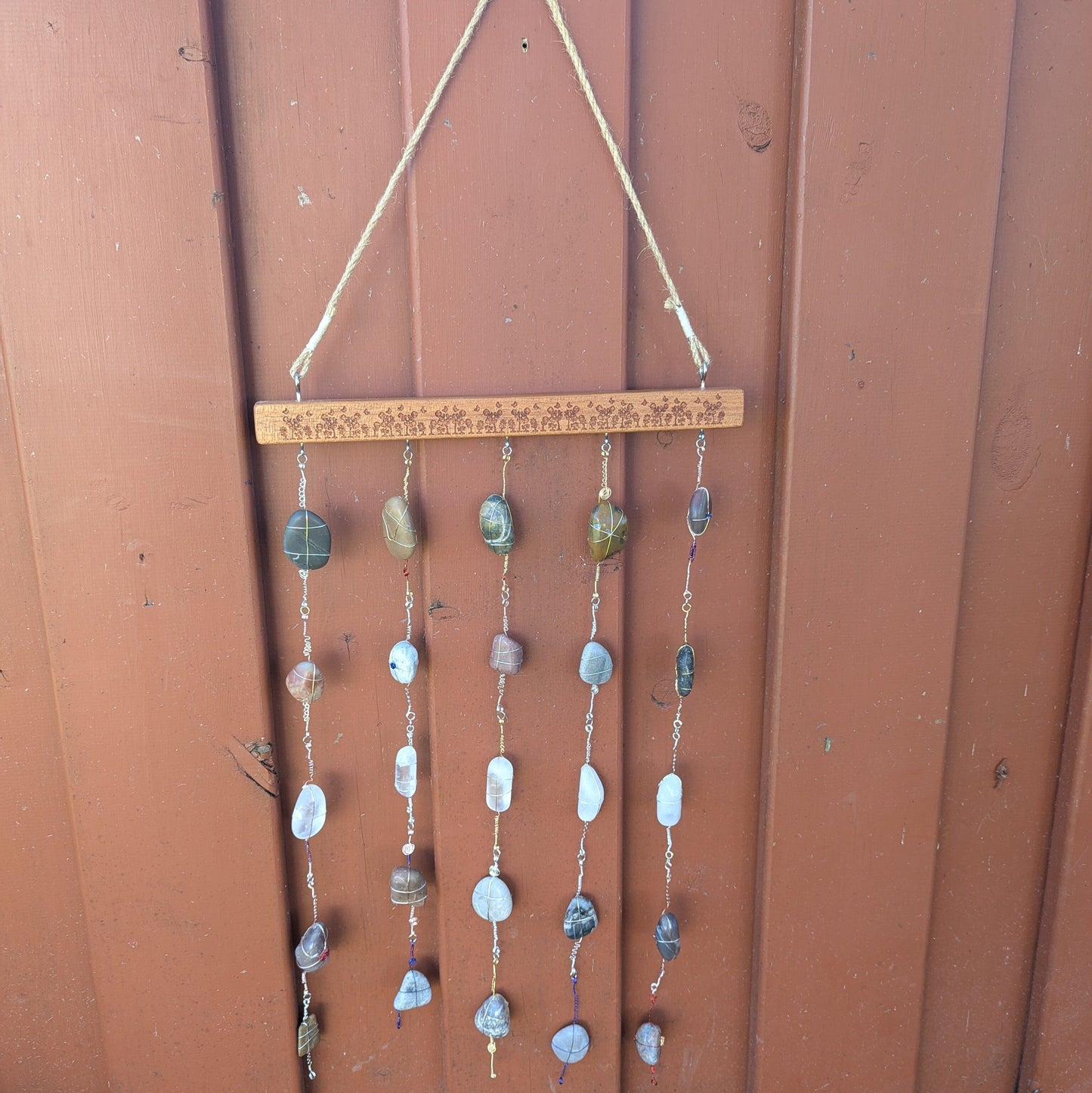 Rock Art Sun Catcher with flowers Rock Art 8th Line Creations