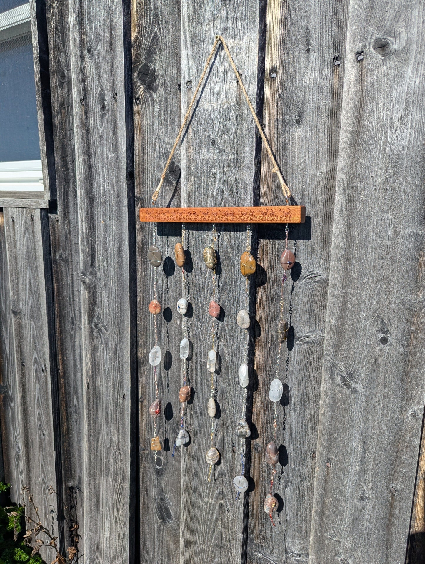 Rock Art Sun Catcher with flowers Rock Art 8th Line Creations