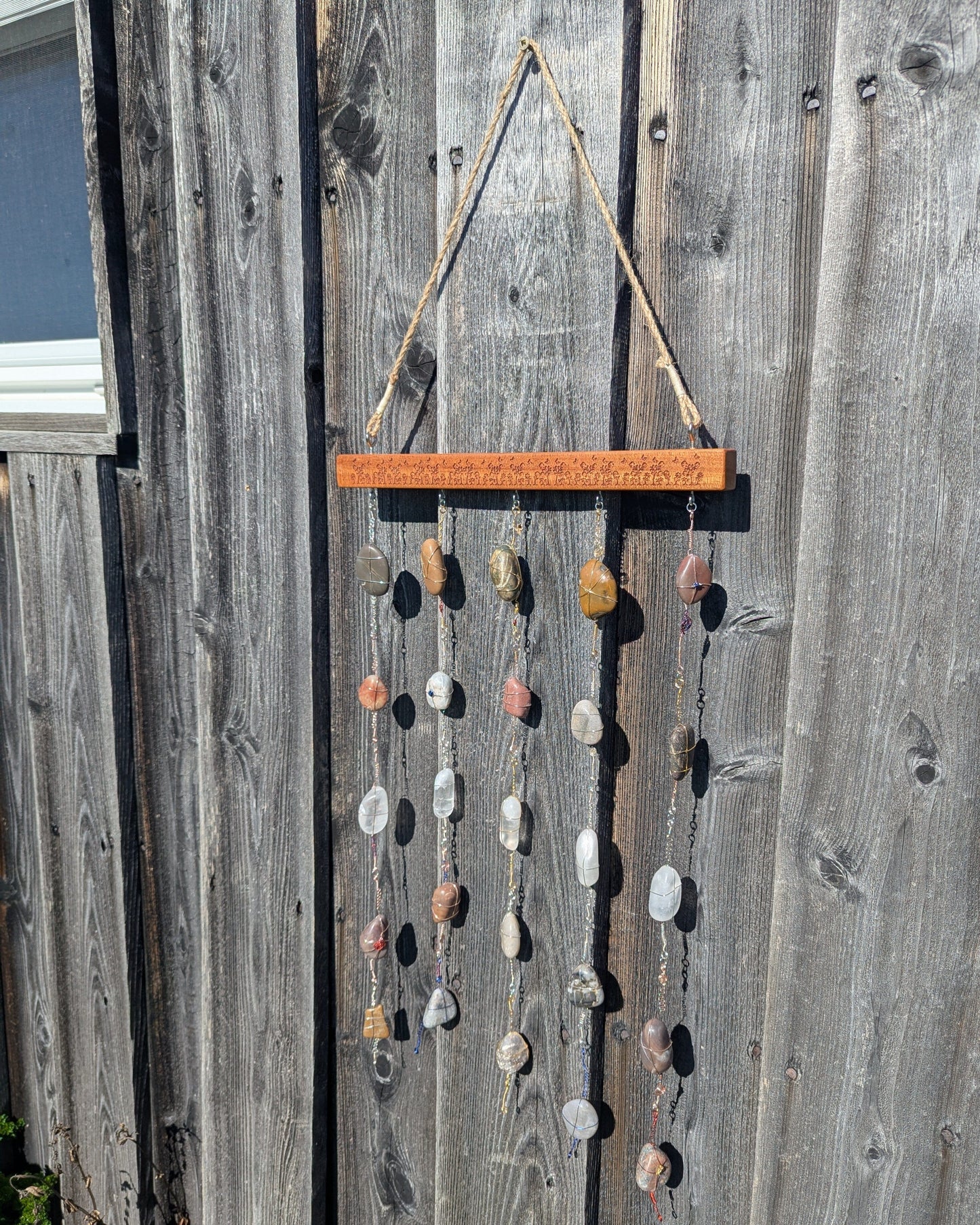 Rock Art Sun Catcher with flowers Rock Art 8th Line Creations