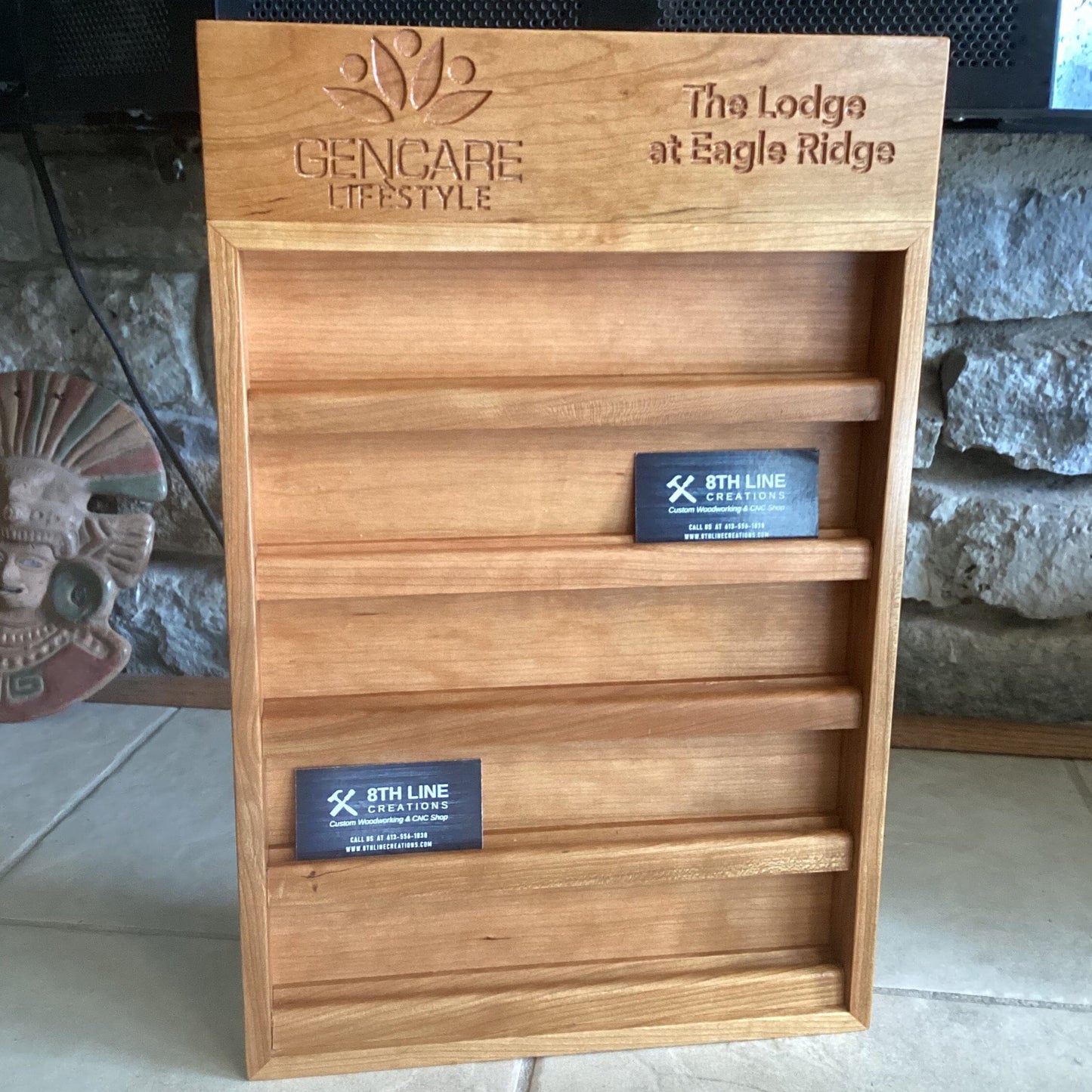 Wall Mounted Business Card Holder, solid hardwood, Gift Card Display, Hand Crafted Wall mounted Business Card Holders 8th Line Creations