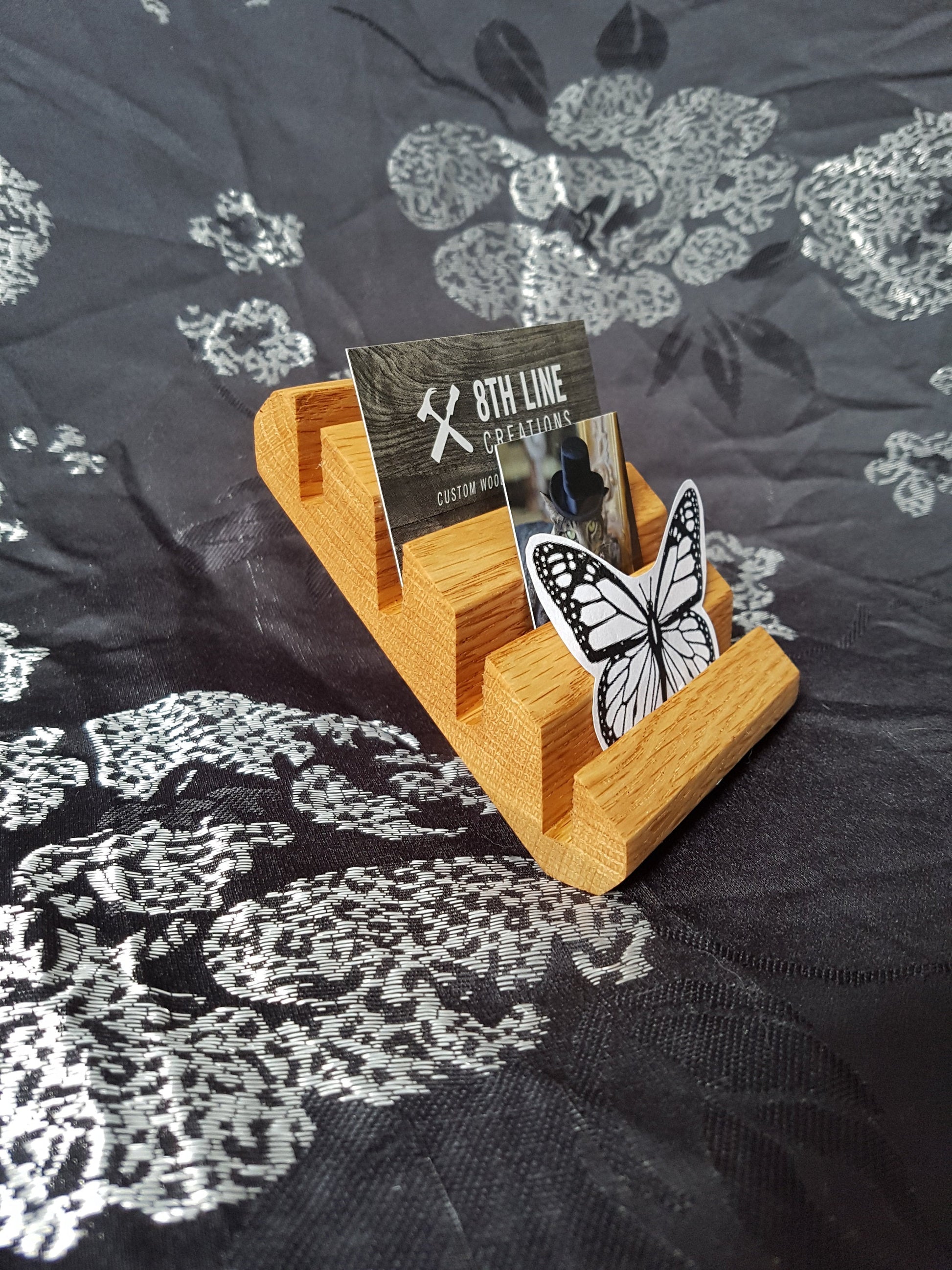 4 Card Business Card Display - Red Oak Business Card Holders 8th Line Creations