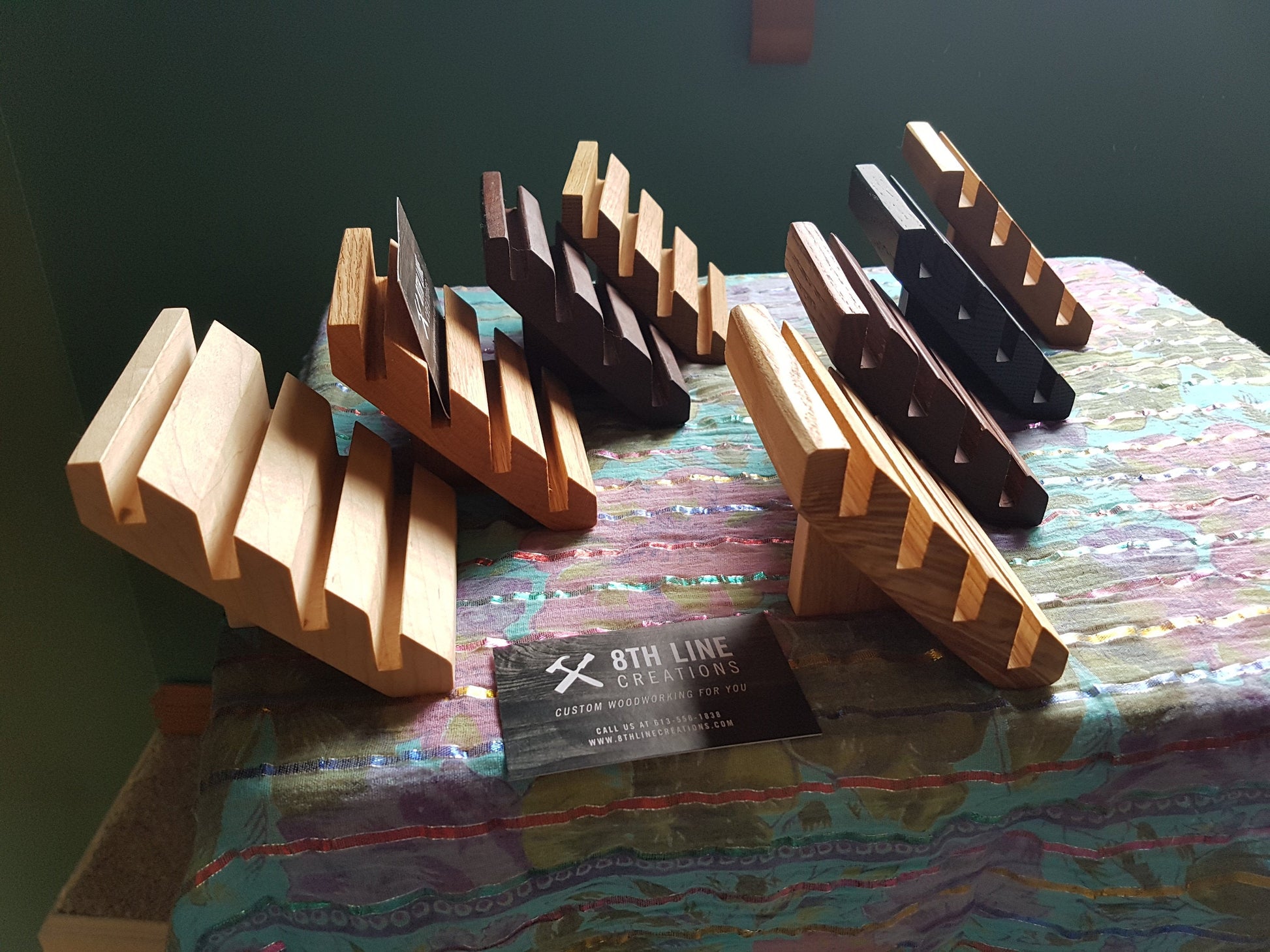 4 Card Business Card Display - Red Oak Business Card Holders 8th Line Creations