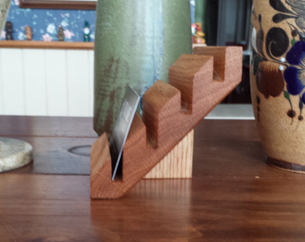 4 Card Business Card Display - Red Oak Business Card Holders 8th Line Creations