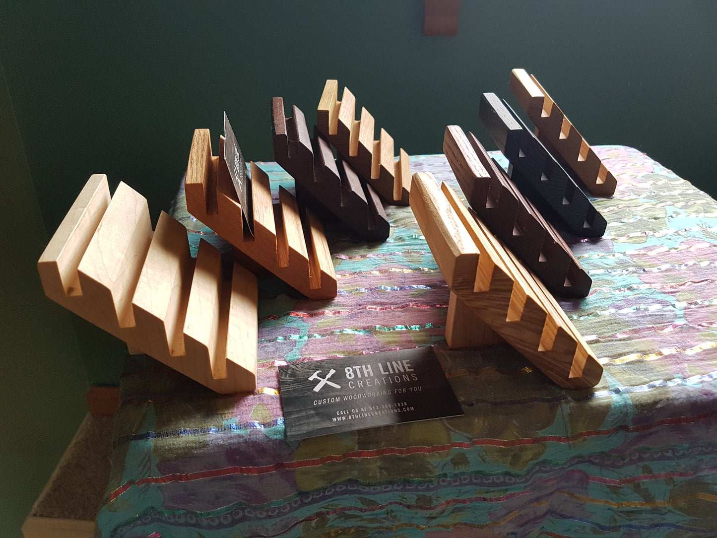 4 Card Business Card Holder - smoked poplar Business Card Holders 8th Line Creations
