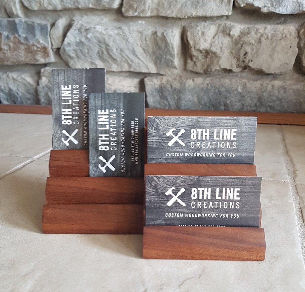 4 Card Business Card Holder - smoked poplar Business Card Holders 8th Line Creations