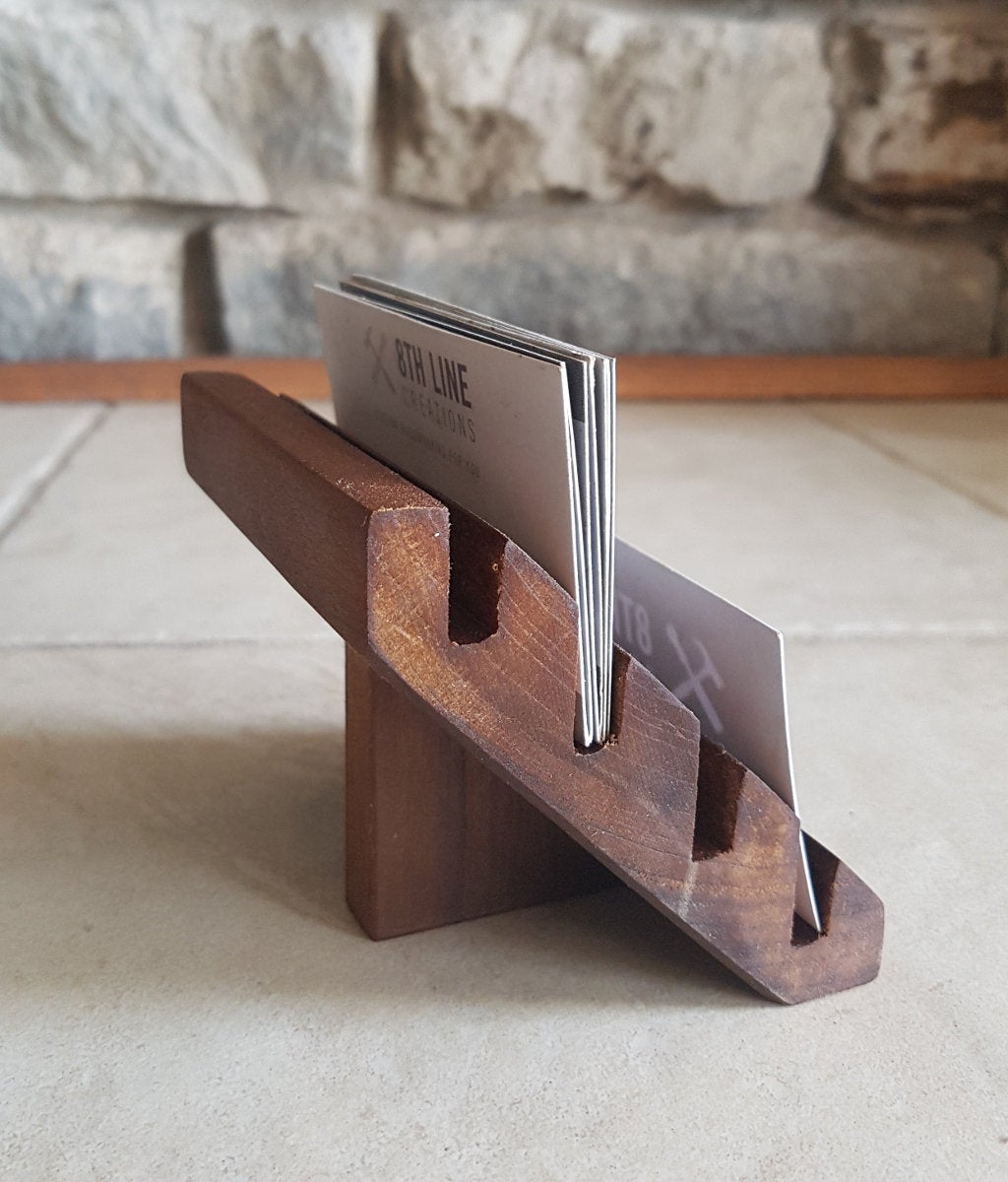 4 Card Business Card Holder - smoked poplar Business Card Holders 8th Line Creations