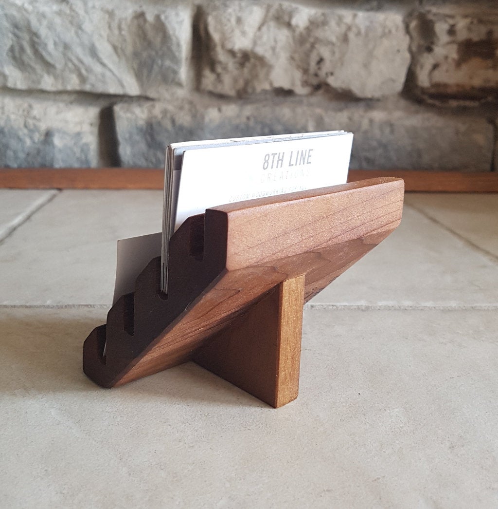 4 Card Business Card Holder - smoked poplar Business Card Holders 8th Line Creations