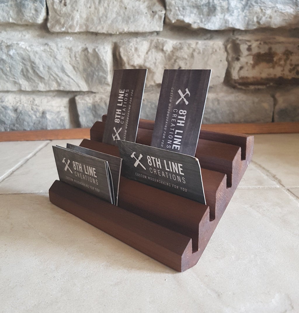 8 Card Business Card Holder - Smoked Poplar Business Card Holders 8th Line Creations