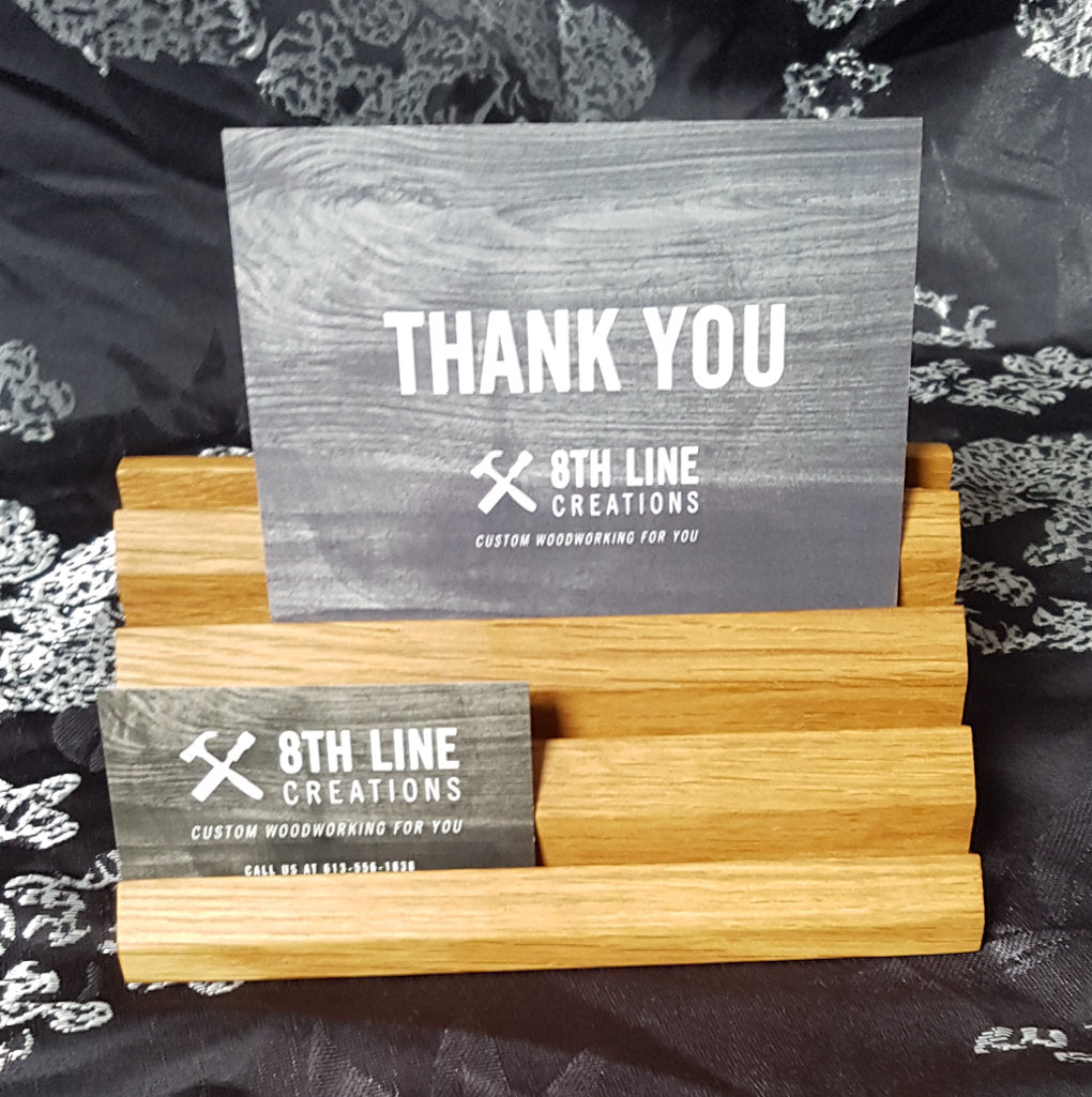 Wooden 8 Card Business Card Holder - Red Oak Business Card Holders 8th Line Creations