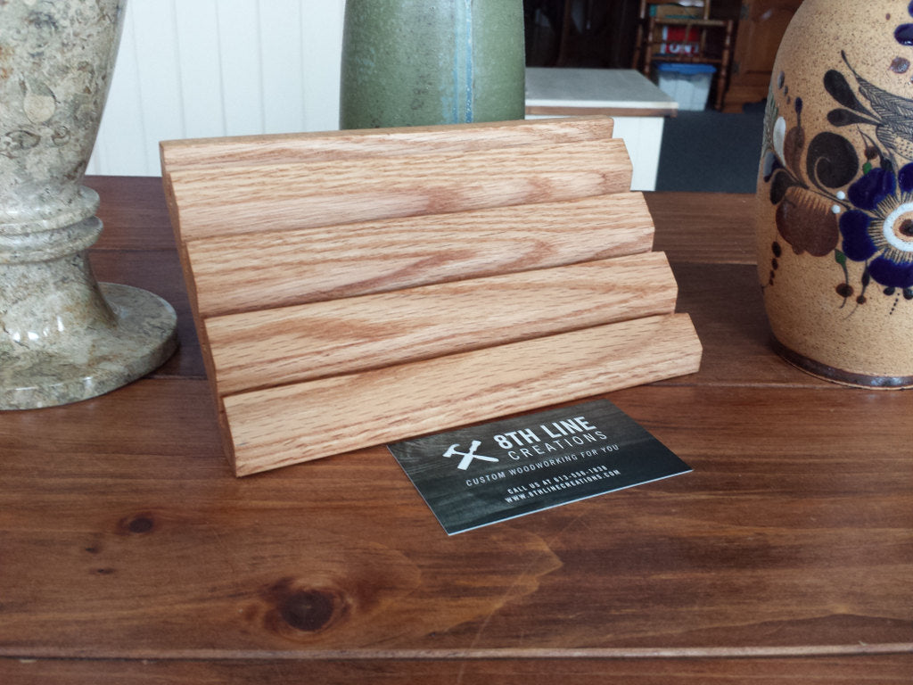 Wooden 8 Card Business Card Holder - Red Oak Business Card Holders 8th Line Creations
