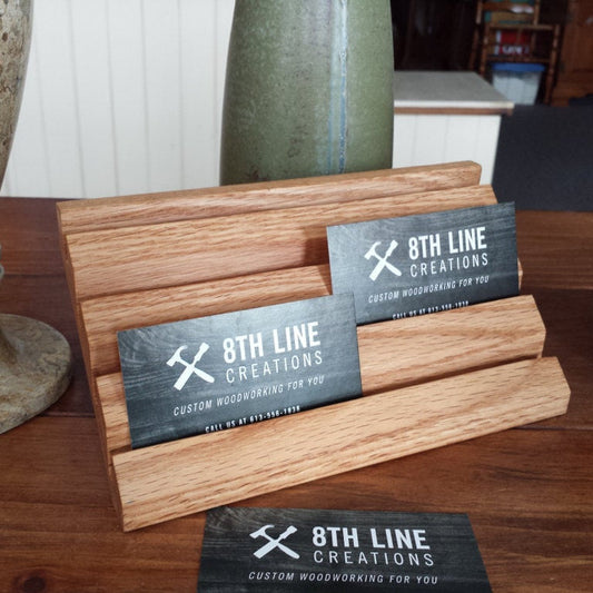 Wooden 8 Card Business Card Holder - Red Oak Business Card Holders 8th Line Creations