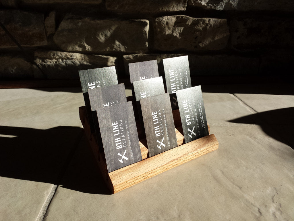 Wooden 8 Card Business Card Holder - Red Oak Business Card Holders 8th Line Creations