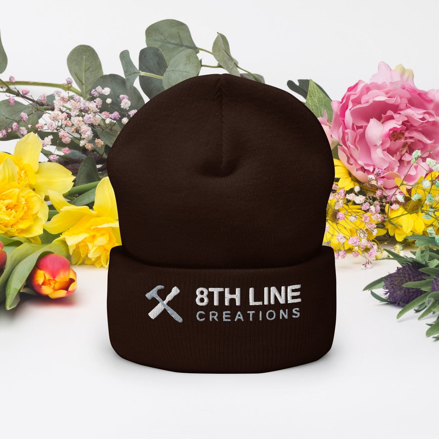 8th Line Cuffed Beanie 8th Line Creations Brown