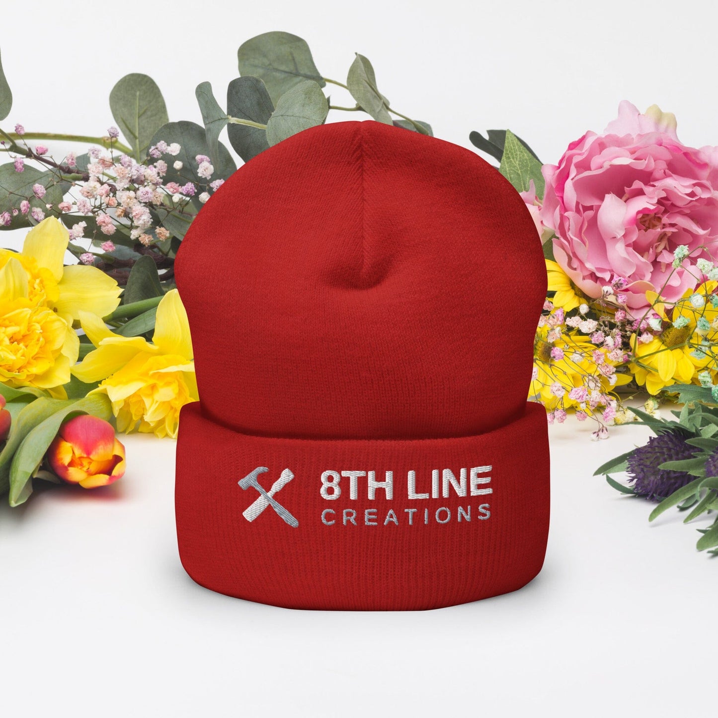8th Line Cuffed Beanie 8th Line Creations Red