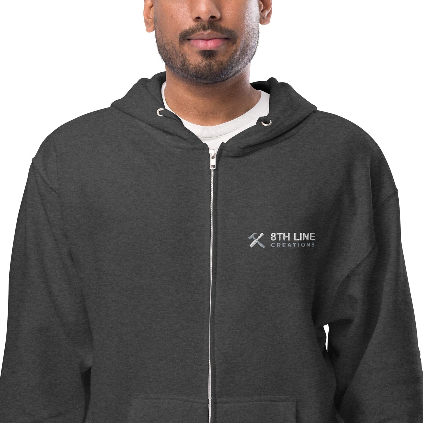 8th line Unisex fleece zip up hoodie 8th Line Creations Charcoal Heather S