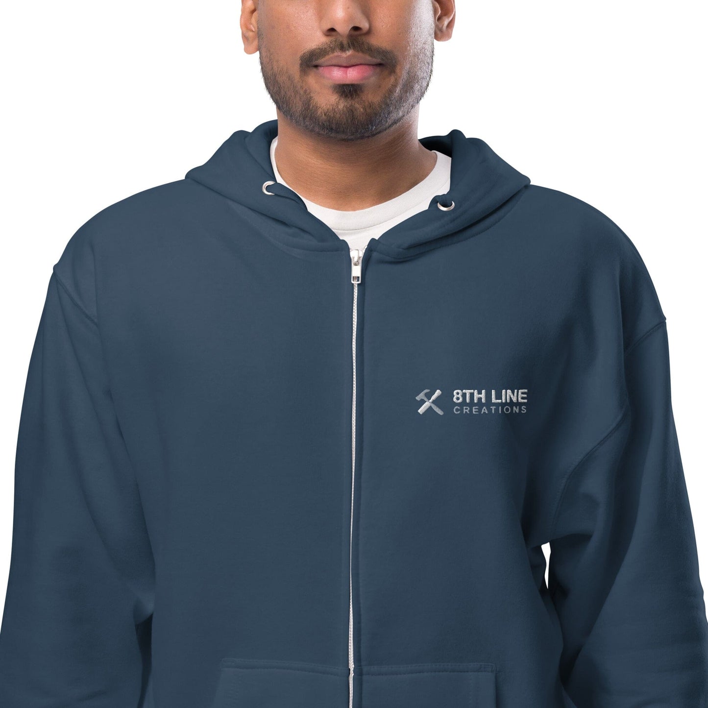 8th line Unisex fleece zip up hoodie 8th Line Creations Navy S