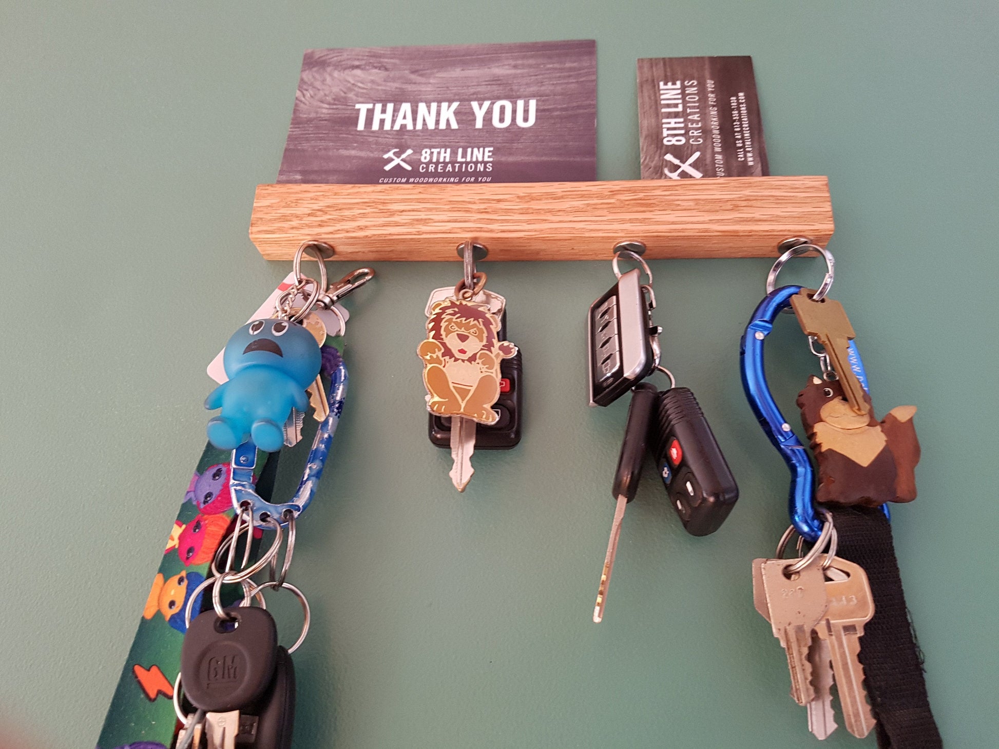 9" Red Oak Magnetic Wall Mount Key Holder Magnetic Key Racks 8th Line Creations
