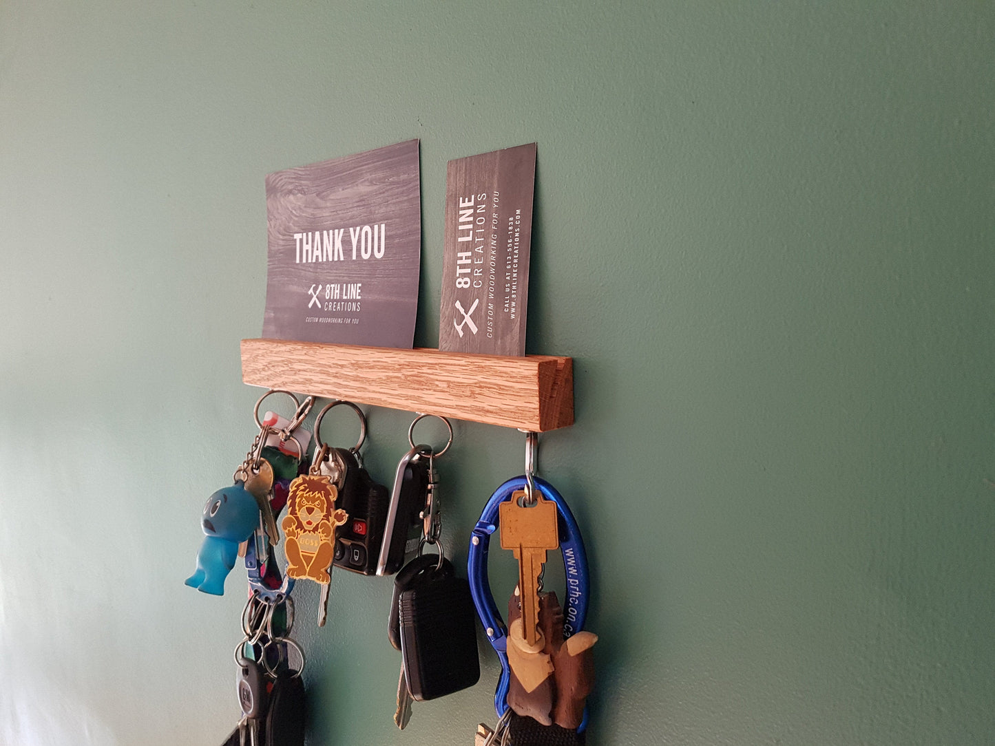 9" Red Oak Magnetic Wall Mount Key Holder Magnetic Key Racks 8th Line Creations