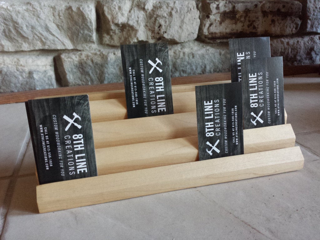 Business Card Display - 12 Cards - Maple Business Card Stands 8th Line Creations