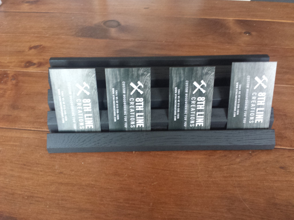 12 Card wooden business card display - Black Business Card Stands 8th Line Creations