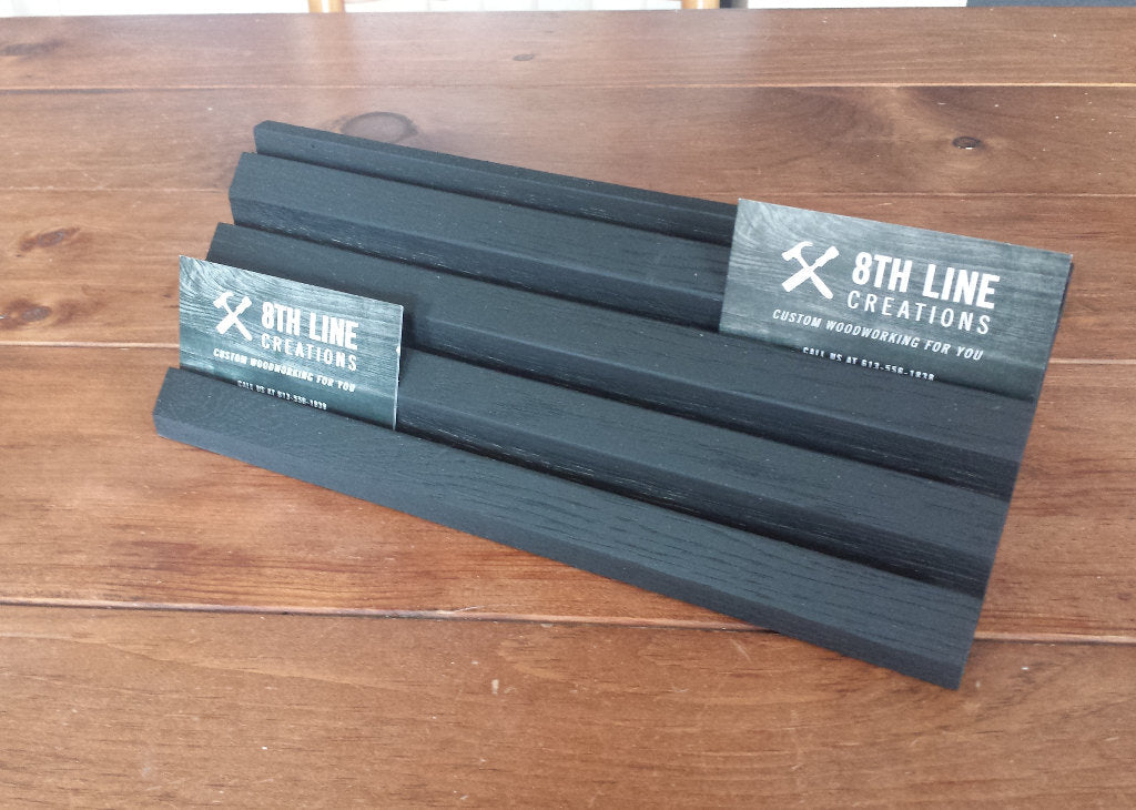 12 Card wooden business card display - Black Business Card Stands 8th Line Creations