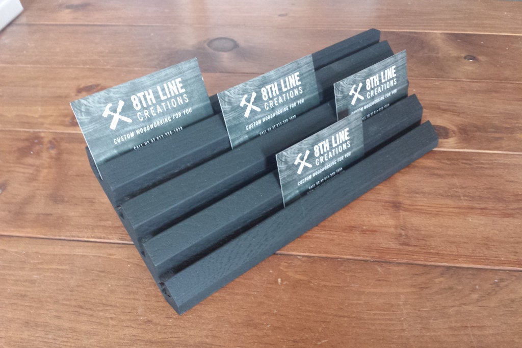 12 Card wooden business card display - Black Business Card Stands 8th Line Creations