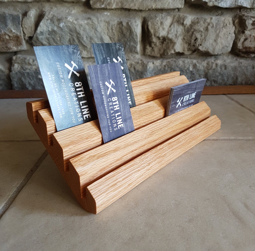 Business Card Holder - 12 Card - Red Oak Business Card Holders 8th Line Creations