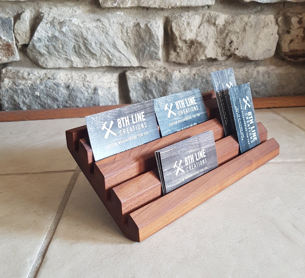 Business Card Holder - 12 Card - Smoked Poplar Business Card Holders 8th Line Creations