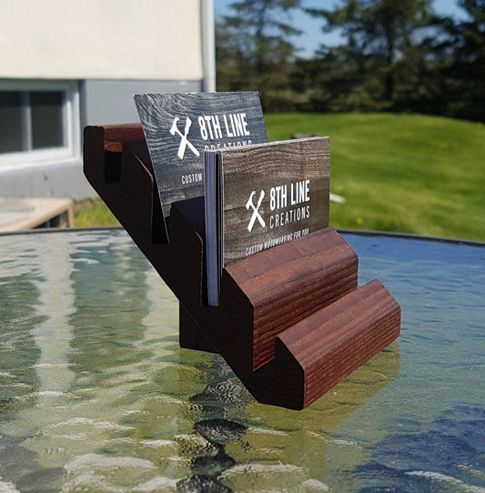 Business Card Holder - 4 Card - Smoked Ash Business Card Stands 8th Line Creations