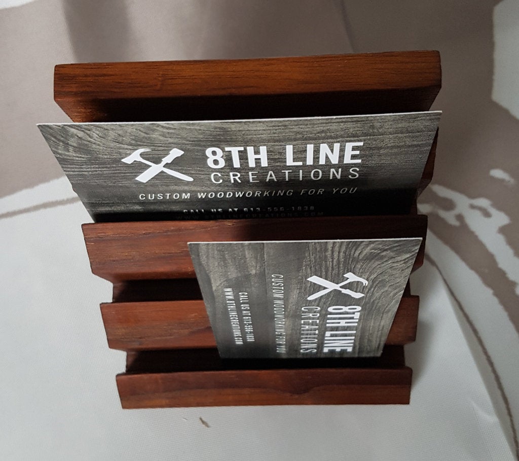 Business Card Holder - 4 Card - Smoked Ash Business Card Stands 8th Line Creations