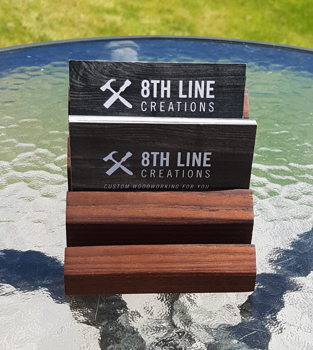 Business Card Holder - 4 Card - Smoked Ash Business Card Stands 8th Line Creations