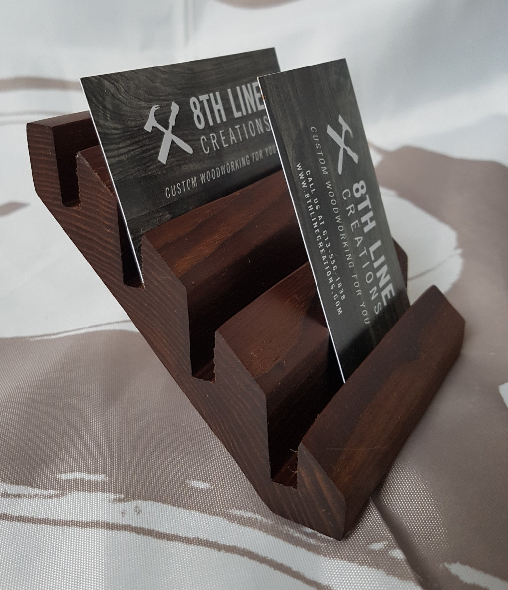 Business Card Holder - 4 Card - Smoked Ash Business Card Stands 8th Line Creations