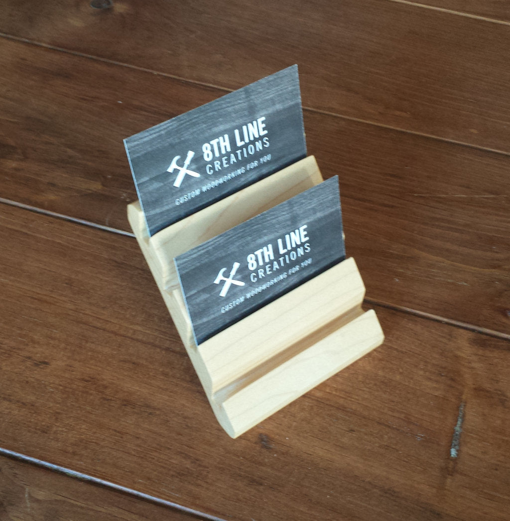 Business Card Holder - 4 Card - Solid Maple Business Card Stands 8th Line Creations