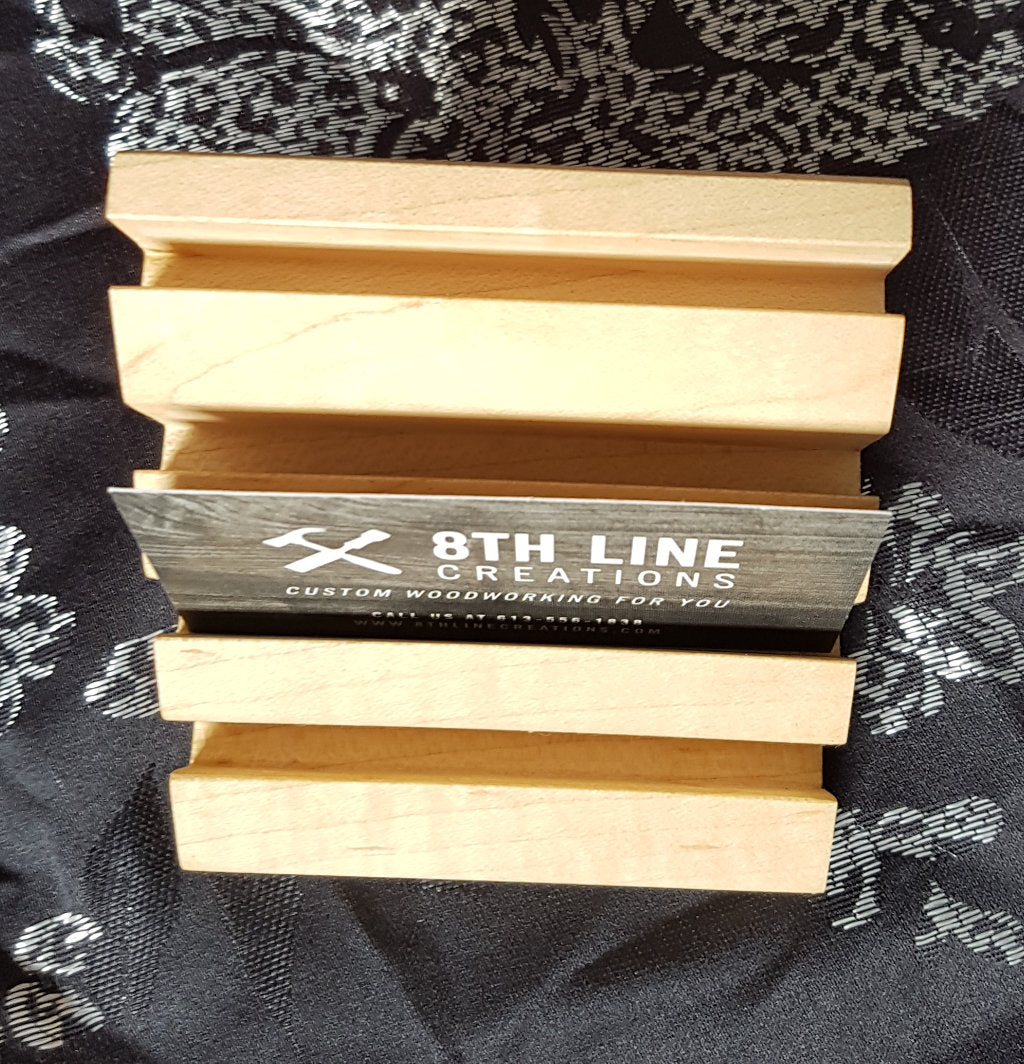 Business Card Holder - 4 Card - Solid Maple Business Card Stands 8th Line Creations