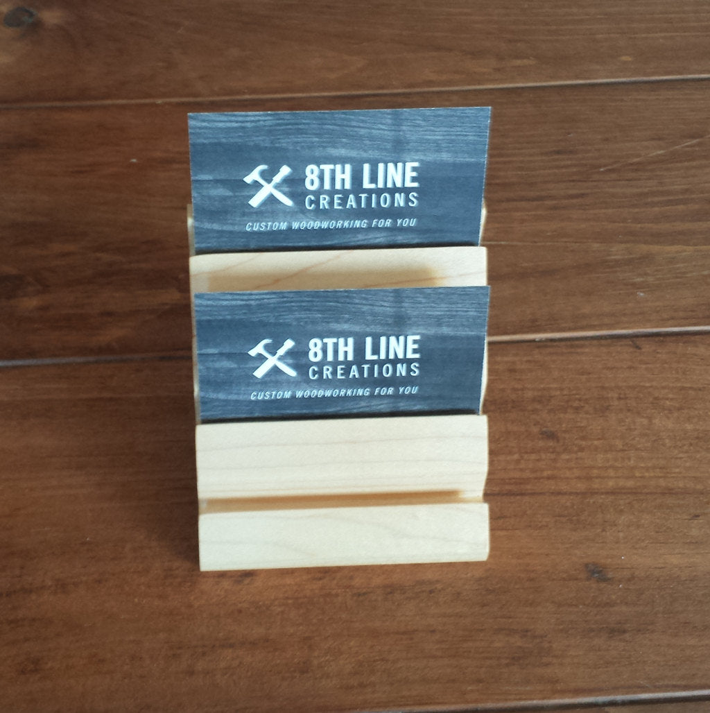 Business Card Holder - 4 Card - Solid Maple Business Card Stands 8th Line Creations