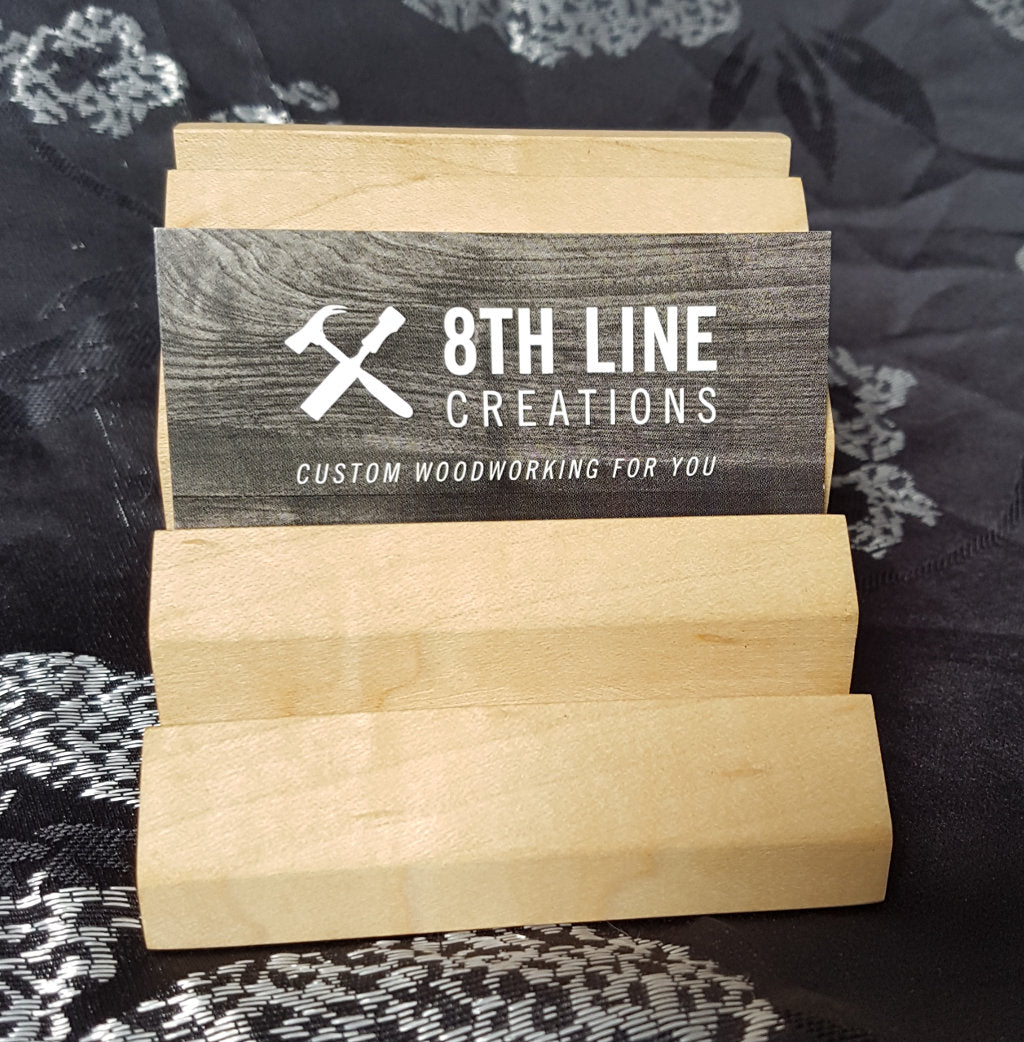 Business Card Holder - 4 Card - Solid Maple Business Card Stands 8th Line Creations