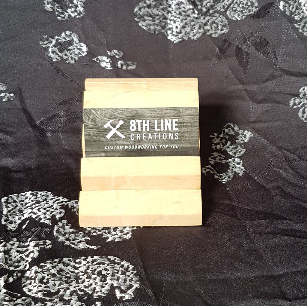 Business Card Holder - 4 Card - Solid Maple Business Card Stands 8th Line Creations