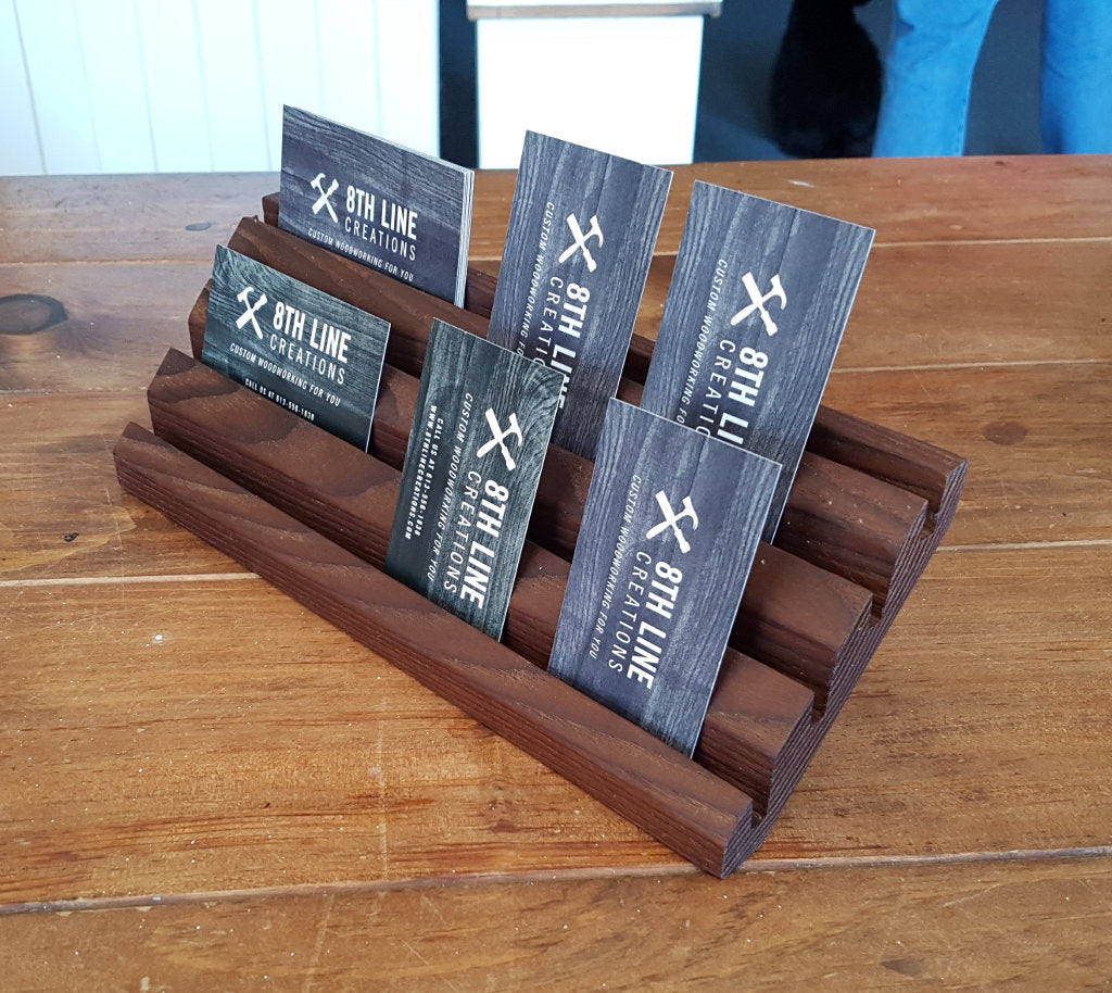 Business Card Stand - Smoked Ash - 12 Cards Business Card Stands 8th Line Creations