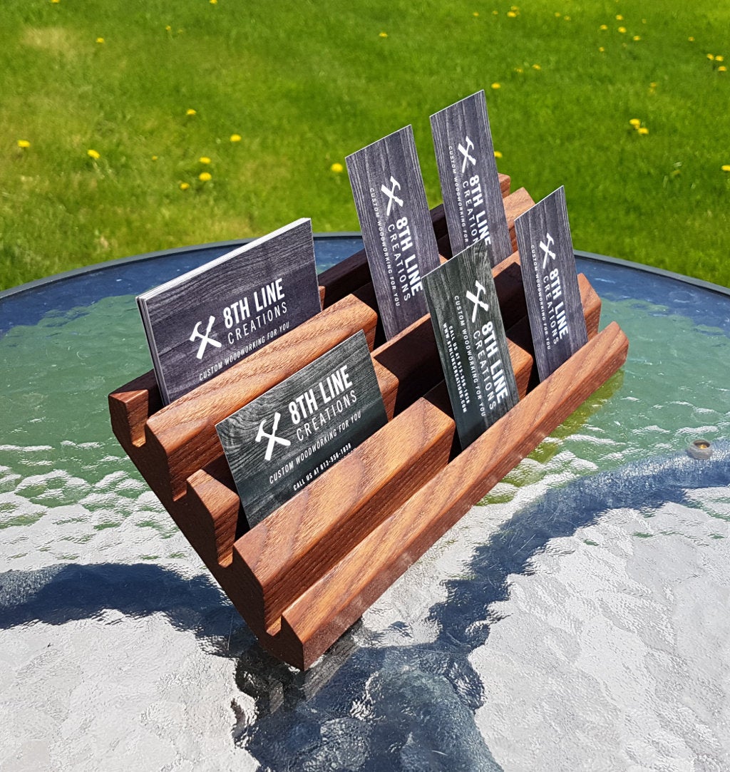 Business Card Stand - Smoked Ash - 12 Cards Business Card Stands 8th Line Creations