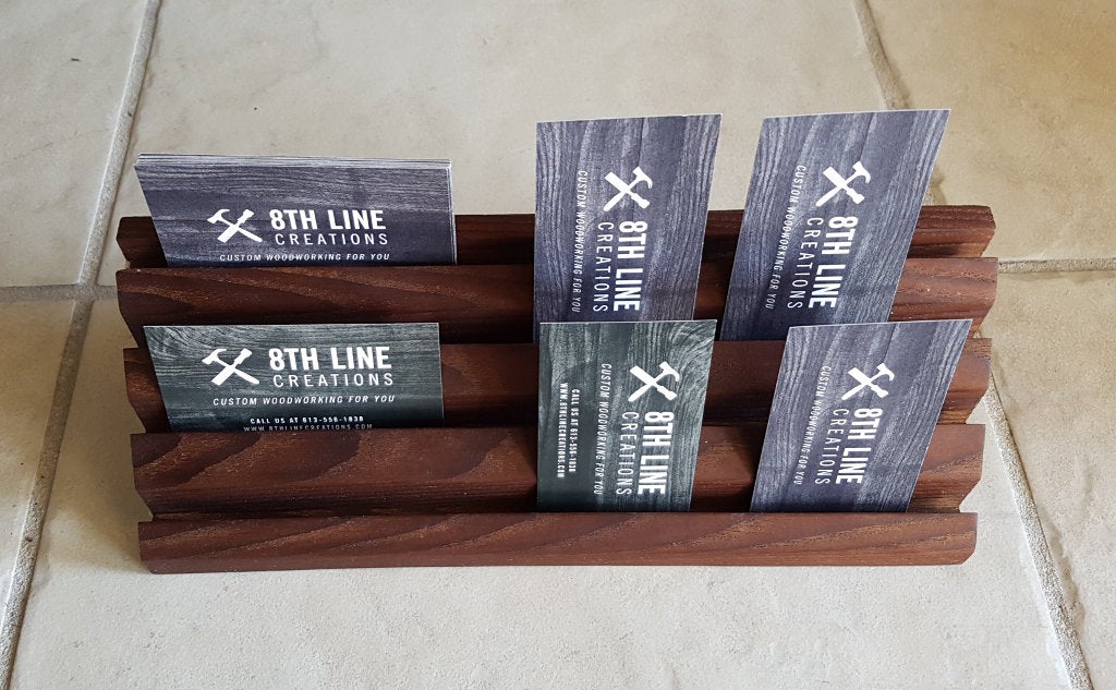Business Card Stand - Smoked Ash - 12 Cards Business Card Stands 8th Line Creations