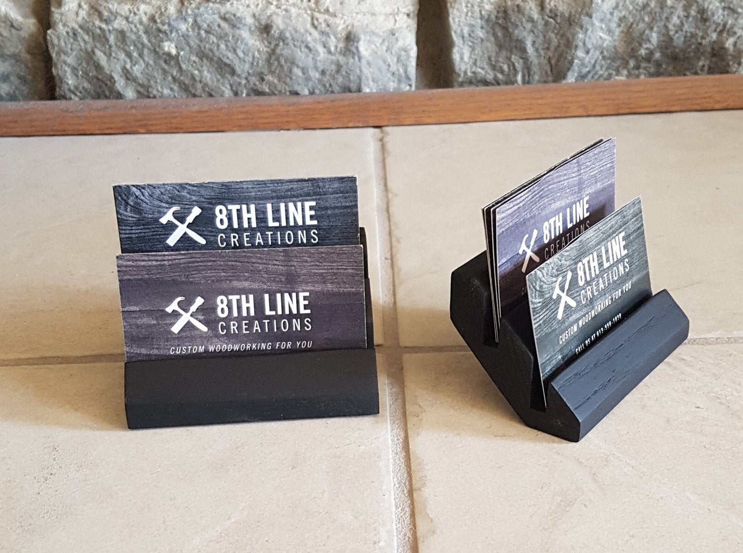 Business Card Stand Smoked - Ash - set of 2 Business Card Stands 8th Line Creations