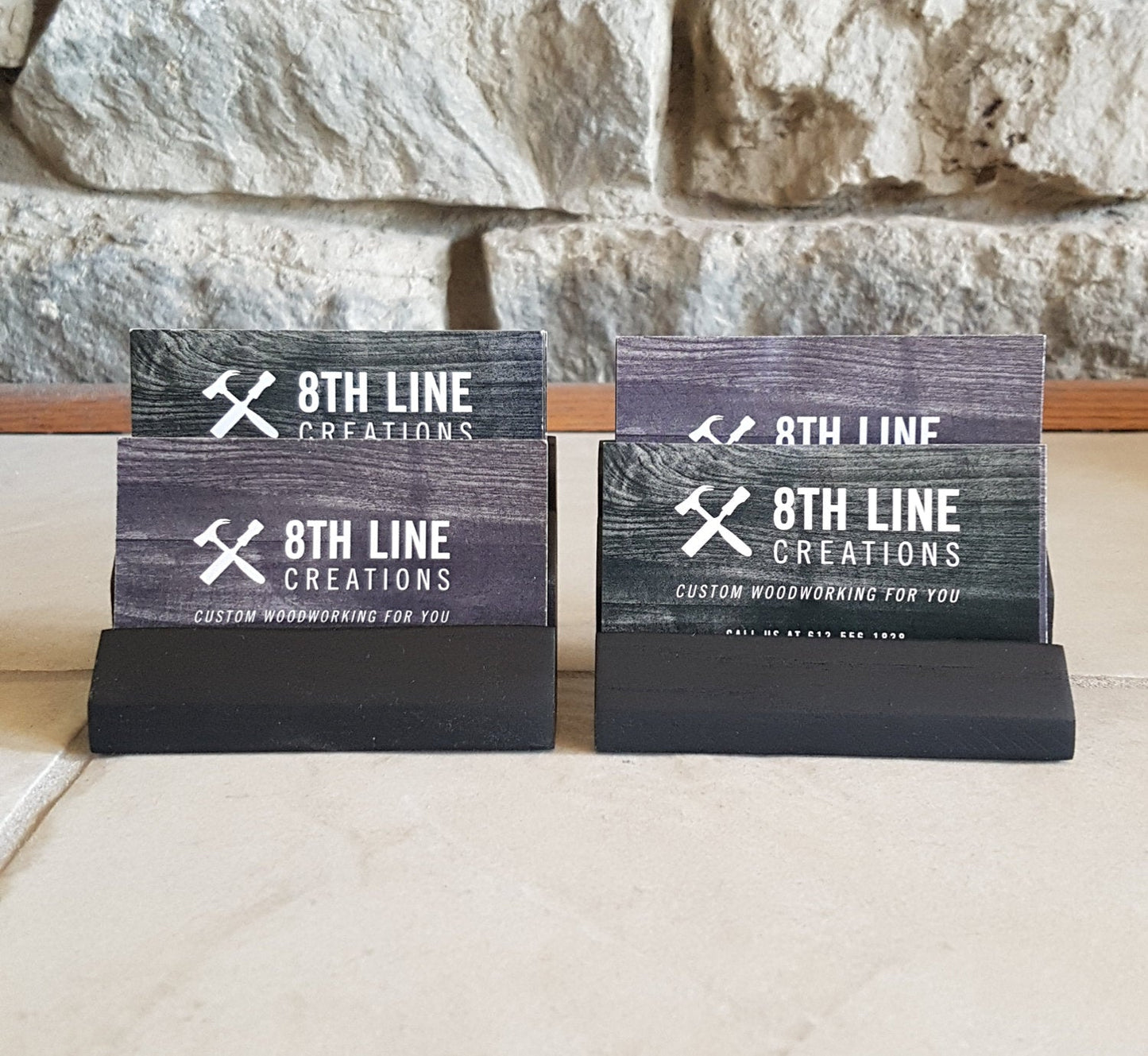 Business Card Stand Smoked - Ash - set of 2 Business Card Stands 8th Line Creations