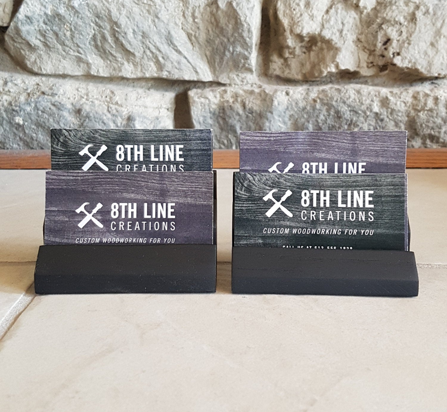 Business Card Stand Smoked - Ash - set of 2 Business Card Stands 8th Line Creations