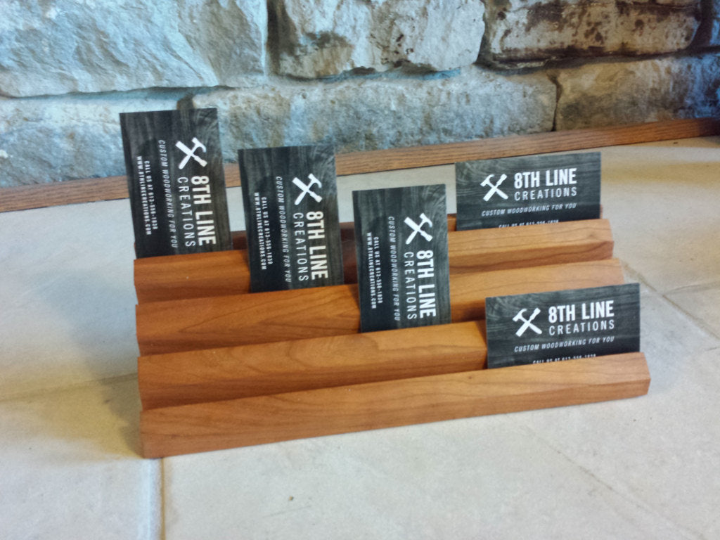 Business Card Display, Wood Business Card Stand ,Gift Card Display, Business Card Holder, Solid Cherry, 12 Cards