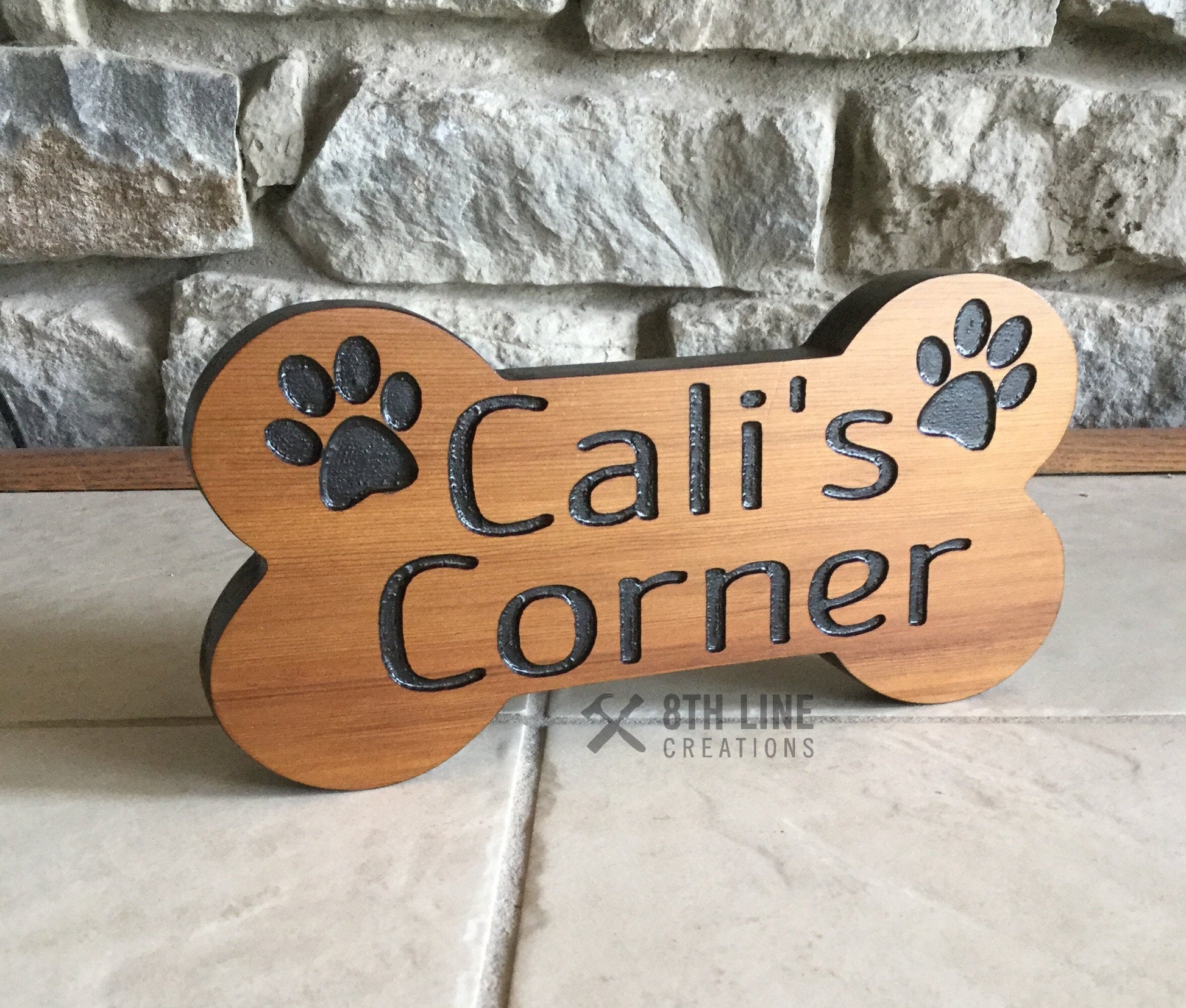 Custom dog bone sign, Dog Gift Ideas, Pet Loss, personalized sign, pet name sign, cedar sign, Father's Day Gift Ideas Custom Carved Wood Signs 8th Line Creations