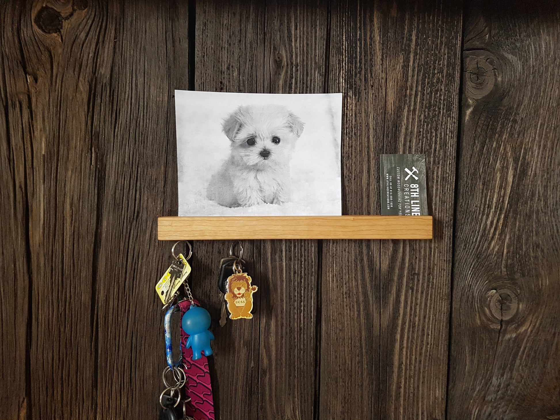 Handcrafted Wall Mounted Magnetic Key Holder - Black - 12" Magnetic Key Racks 8th Line Creations