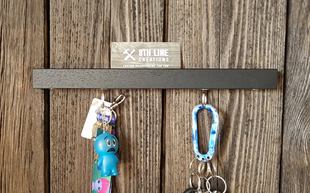 Handcrafted Wall Mounted Magnetic Key Holder - Black - 12" Magnetic Key Racks 8th Line Creations