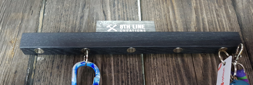 Handcrafted Wall Mounted Magnetic Key Holder - Black - 12" Magnetic Key Racks 8th Line Creations